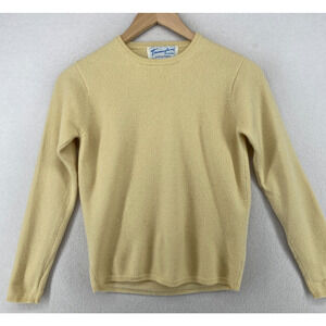 TRIMINGHAMS BERMUDA Sweater Womens S Pure Cashmere Long Sleeve Pullover Yellow